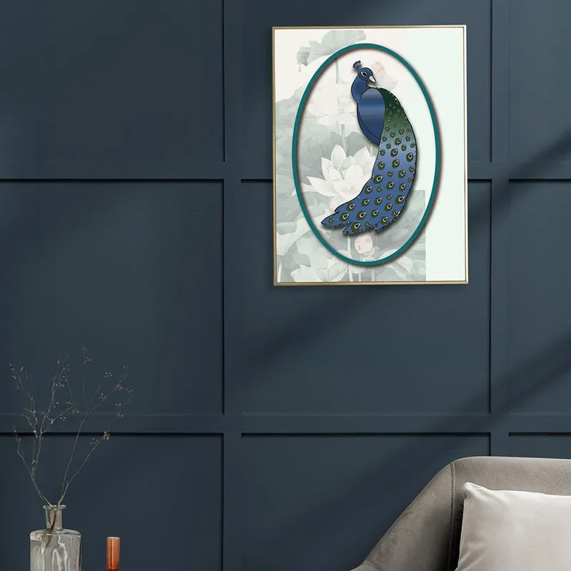 Peacock Portrait Wall Art with Gold Frame media 3