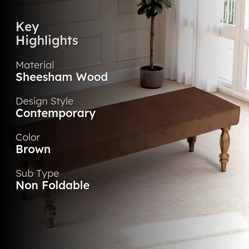 Aviro Sheesham Wooden Bench - Brown media 2