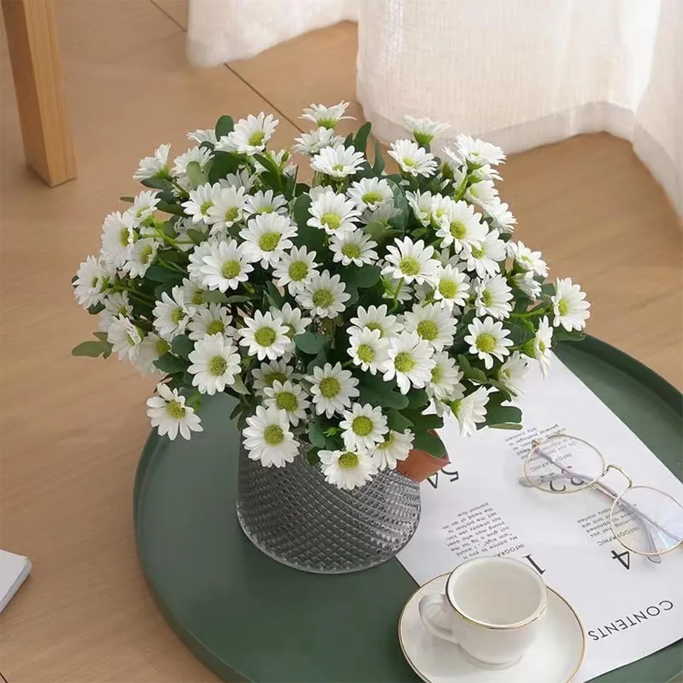 Azure Daisy Artificial Flower (White) - Set of Two media 7