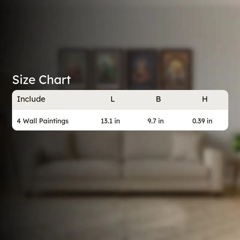 Divine Muse & Peacock Wall Painting With Frame - Set Of Four media 11
