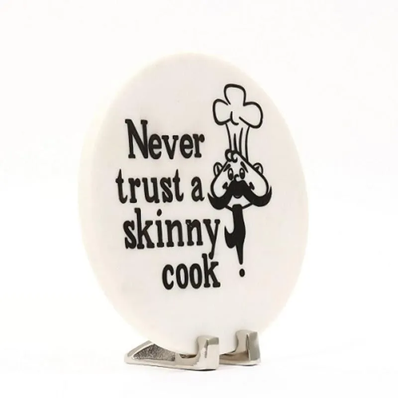 Cooking Motto Hand Painted Marble Showpiece media 3