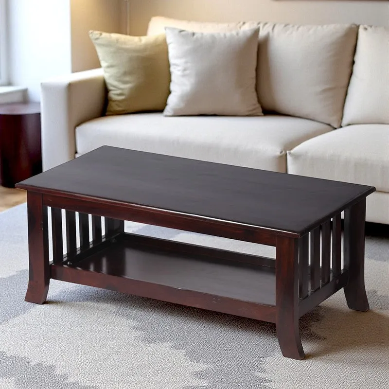 Bravon Sheesham Wooden Center Table - Dark Brown media 1