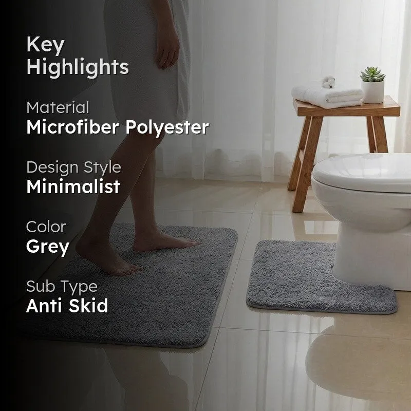 BathEase Anti Skid Bath Mats (Light Grey) - Set of Two media 2