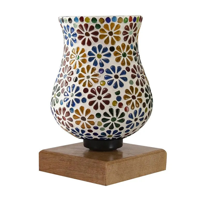 Miraira Mosaic Glass Table Lamp With Wooden Base - Multicolor media 6