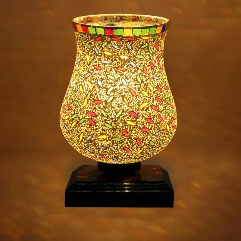 Auralin Mosaic Glass Table Lamp With Wooden Base - Multicolor media 7