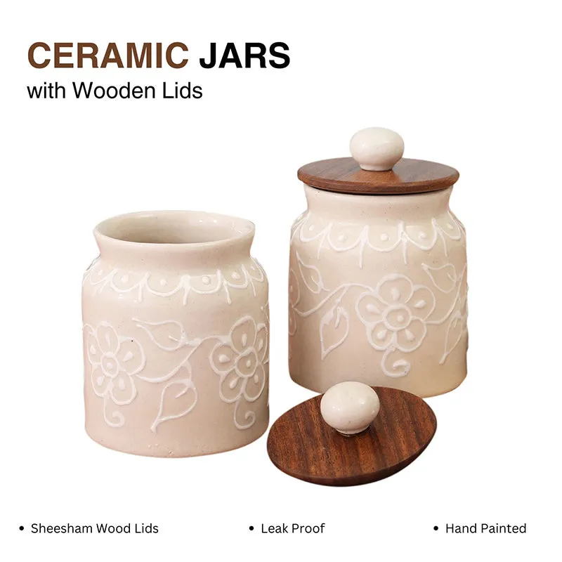 Nisarga Ceramic Jar (500 mL Each) - Set Of Two media 3