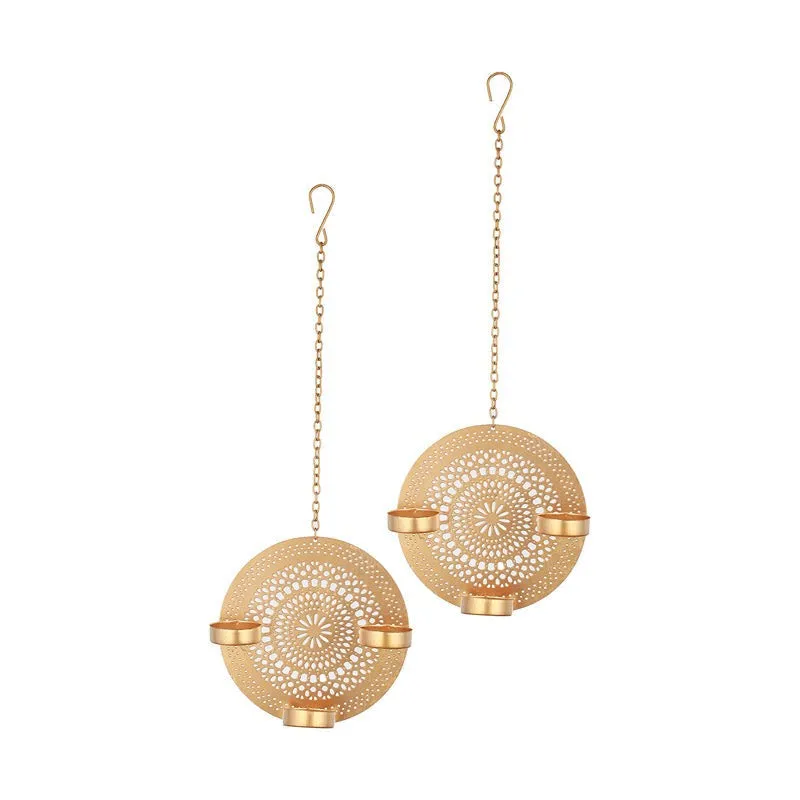 Moksha Tealight Candle Holder (Gold) - Set of Two media 4