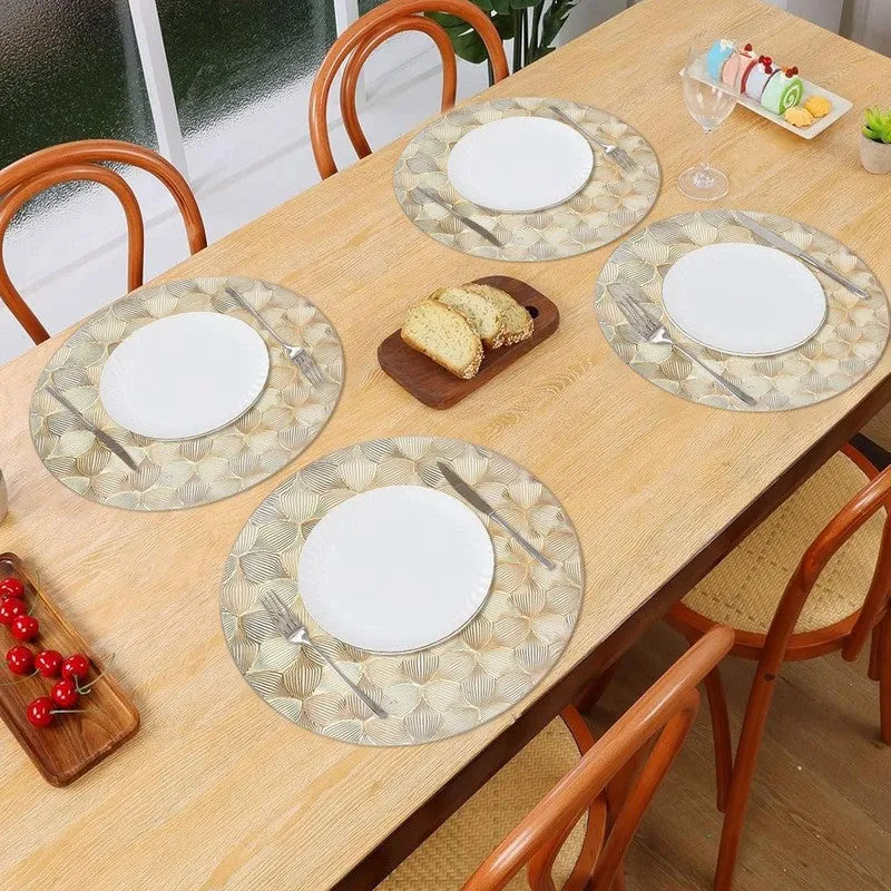 Maruva Golden Round PVC Table Mats - Set Of Four media 1
