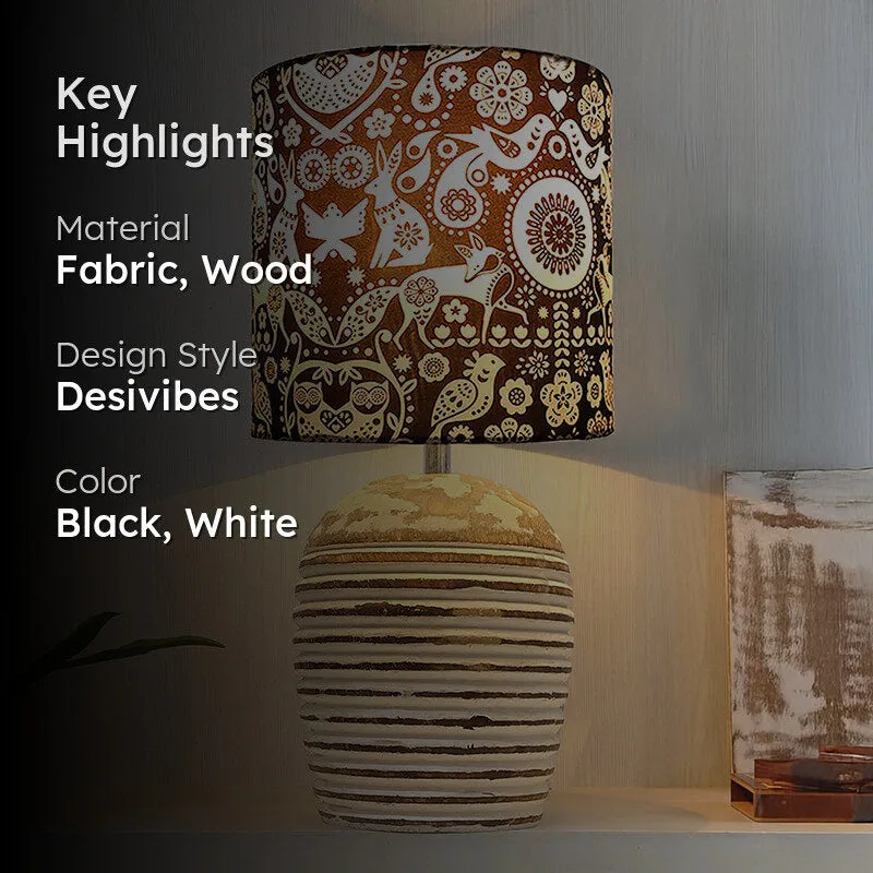 Paragon Carved Fabric Table Lamp - Black,White media 2