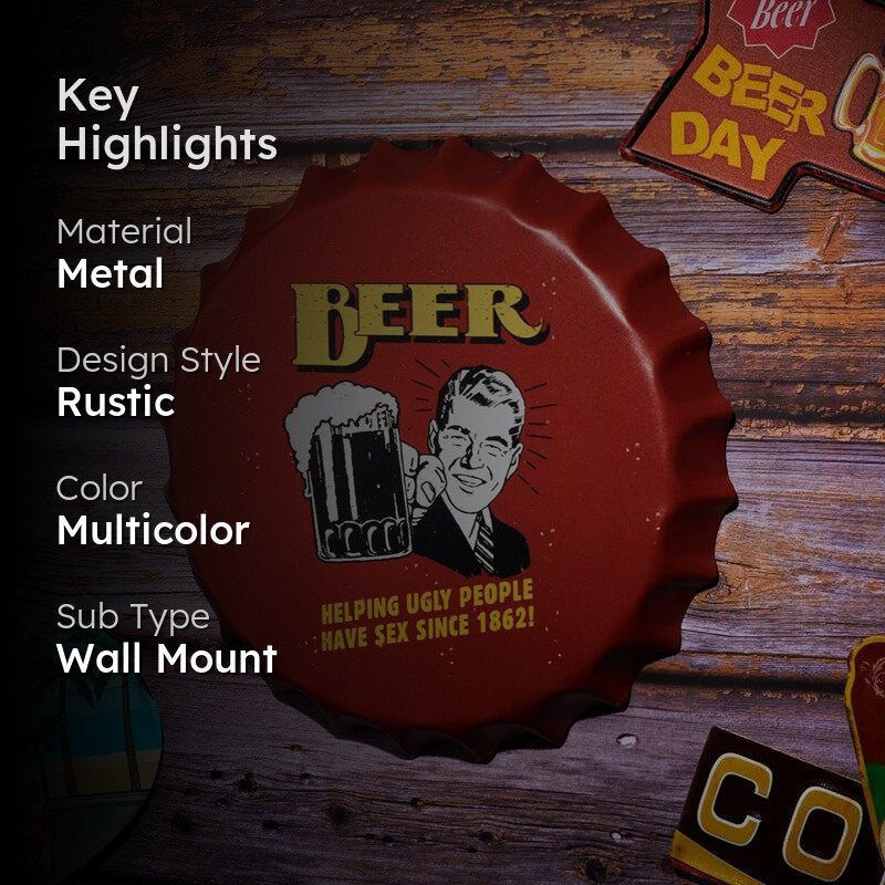 Beer Helping Bottle Cap Metal Wall Accent media 2