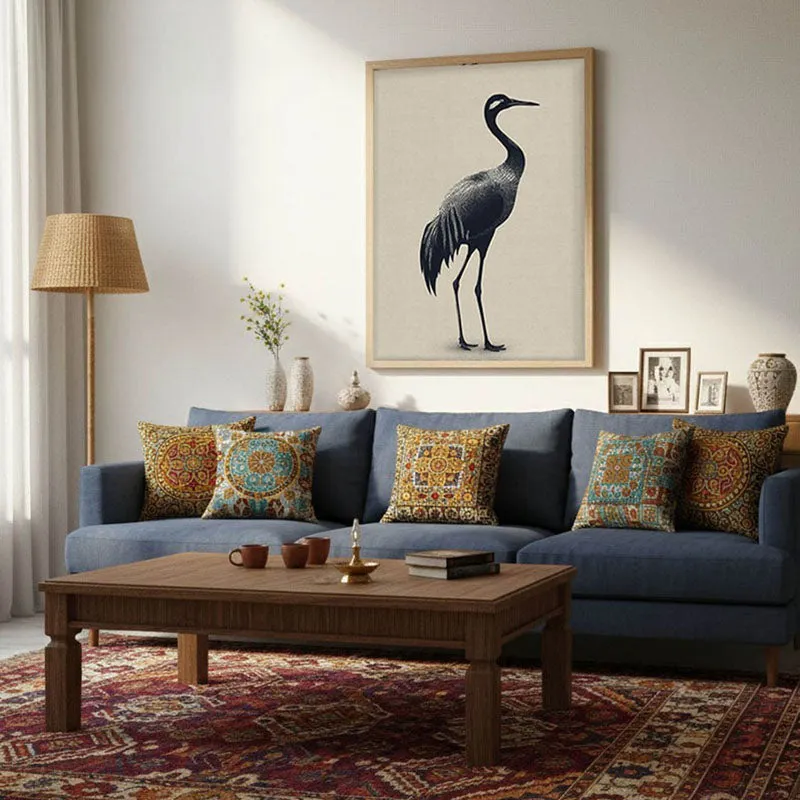 Graceful Crane Canvas Wall Painting With Brown Frame media 7
