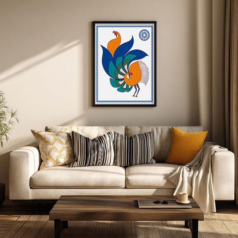 Mayurika Framed Madhubhani Canvas Wall Painting