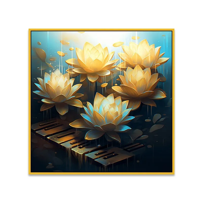 Lotus Aurum Canvas Wall Art With Frame media 6