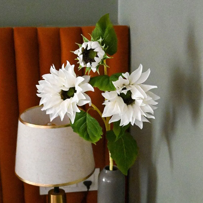 Faux Sunflower Flower Stick - White media 3