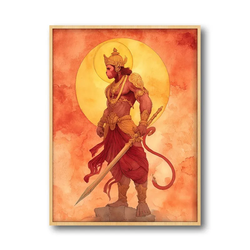 Divine Strength Sri Hanuman I Archival Paper Wall Art - Natural Brown Frame media 5