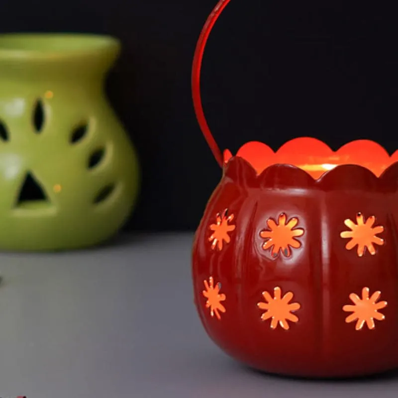Nirvana Lantern Tealight Candle Holder - Red media 3