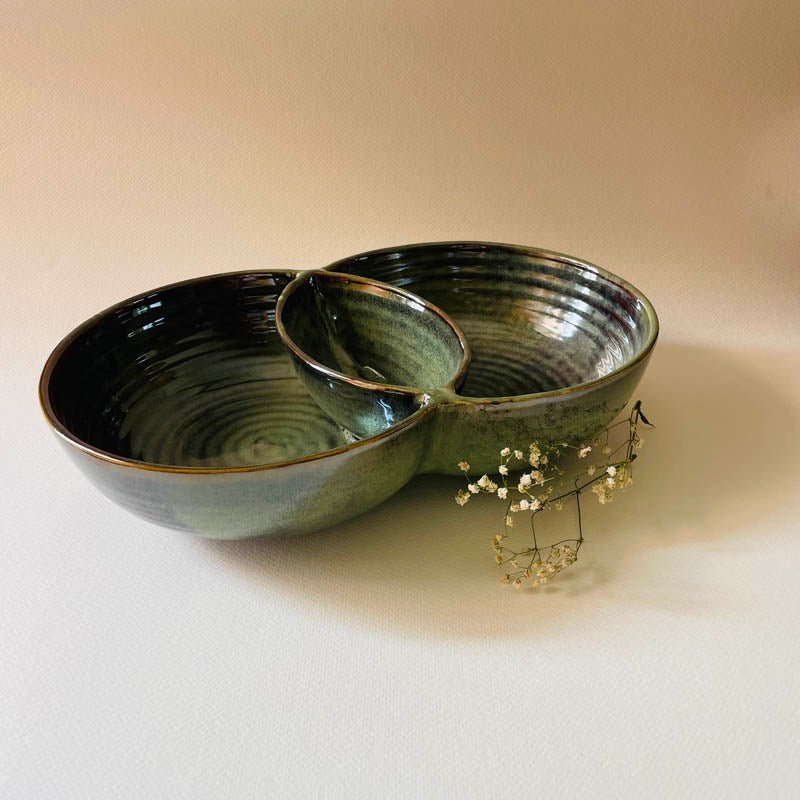 Olive Glow Chip & Dip Serving Bowl - 1400 ML