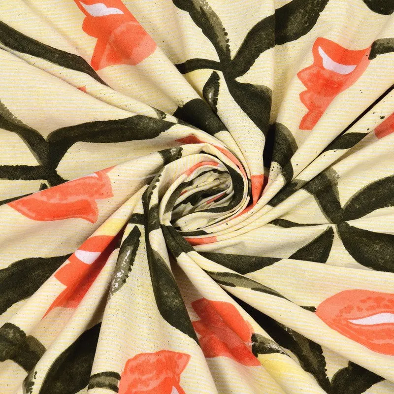 Patternus Cotton Bedsheet (Orange,Green) - 240 TC media 5