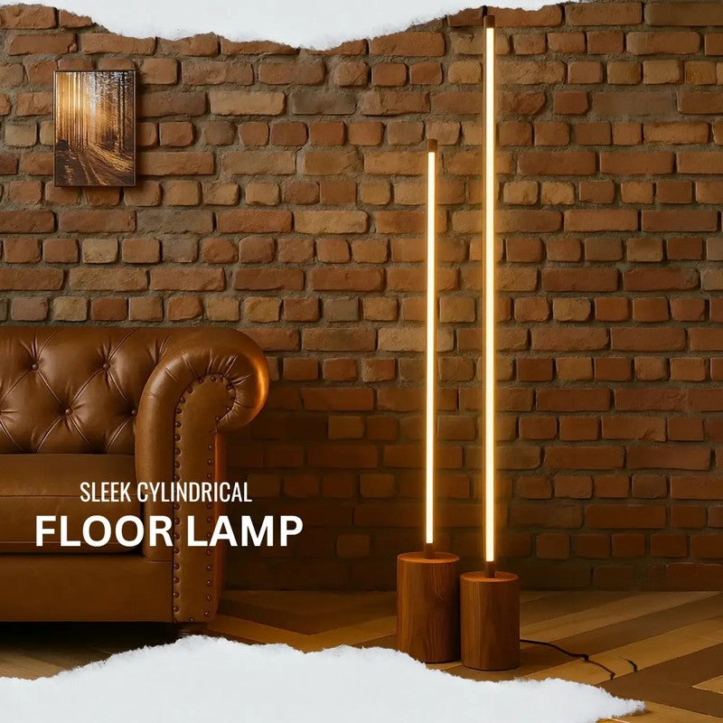 Warm Glow Cylindrical Rose Wood LED Wooden Floor Lamp media 6