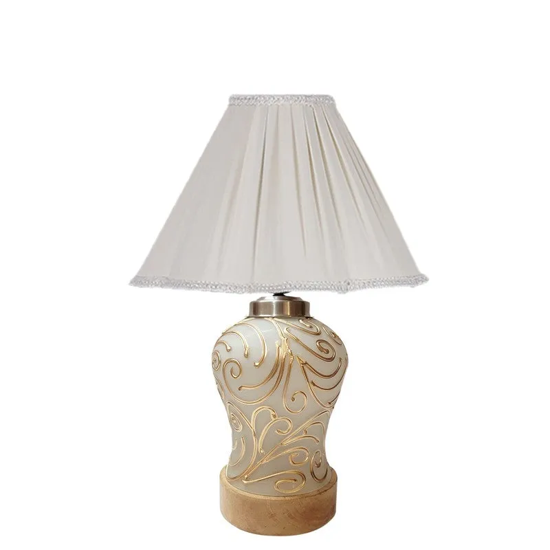 Lumithra Pleated Wooden Table Lamp - OffWhite media 3