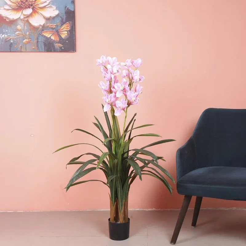 Lifelike Cymbidium Orchid Artificial Plat With Black Plastic Pot media 3