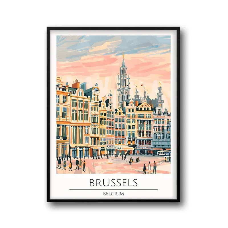 Vintage Brussels Framed Canvas Wall Painting media 5