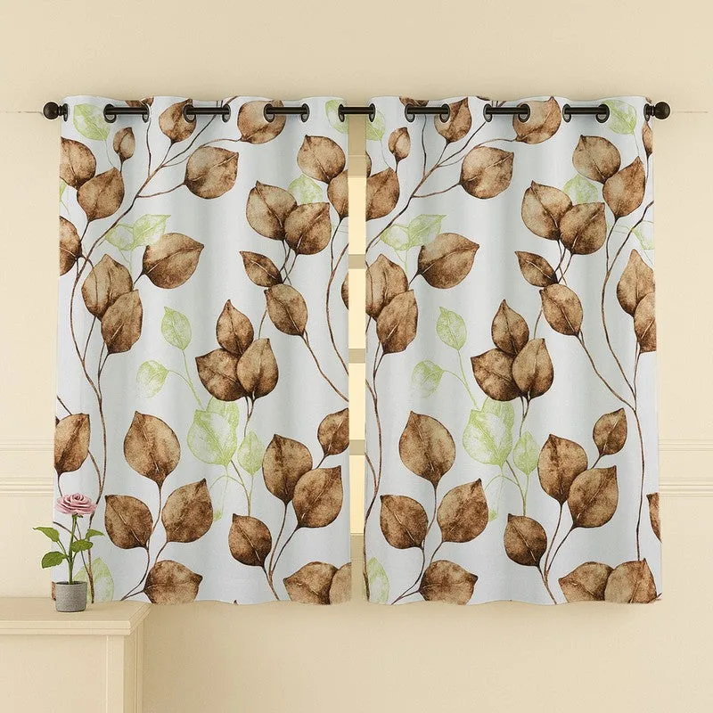 Garden Glow Cotton Curtains (brown,white) - Set Of Two media 4