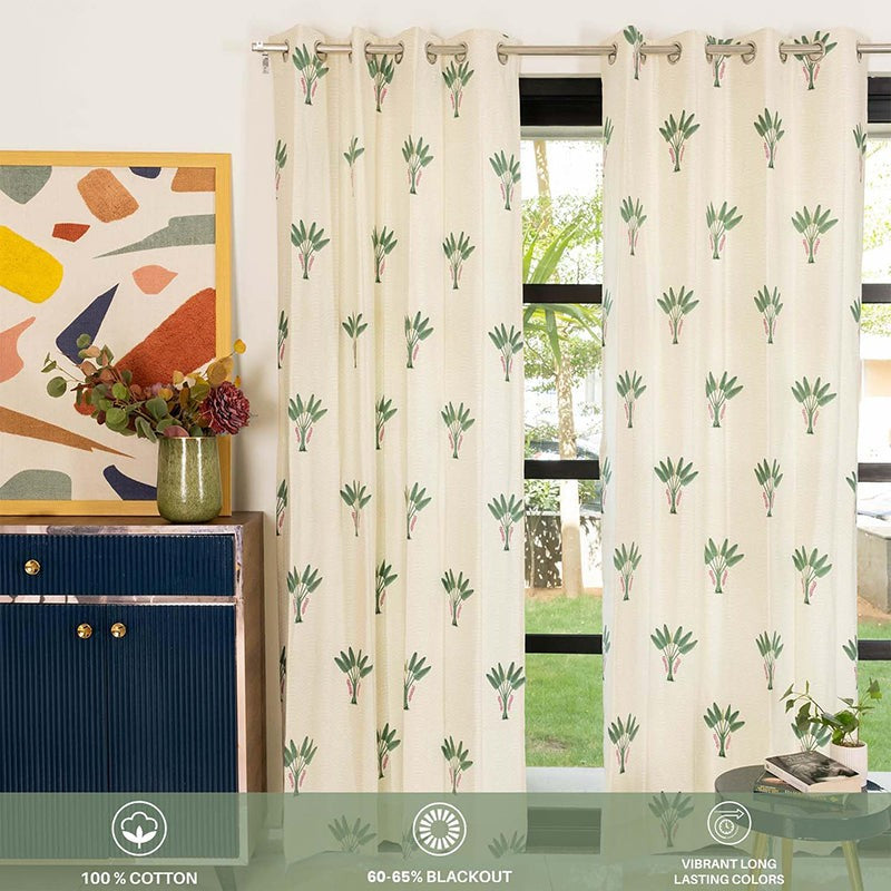 Urban Space Palm Lagoon Curtain (Green) - Set Of Two media 2