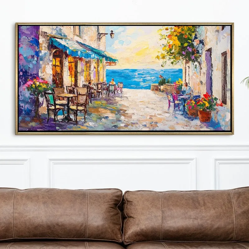 Coastline Cafe Canvas Wall Painting With Frame media 4