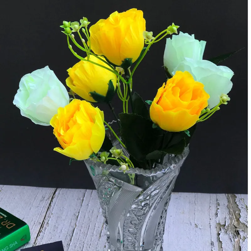 Fiora Artificial Rose (Yellow & White) Set of Two media 1