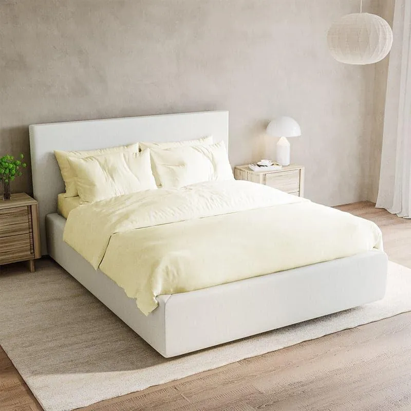 Freyda Solid Cotton Bedsheet (Yellow) - 700 TC media 3