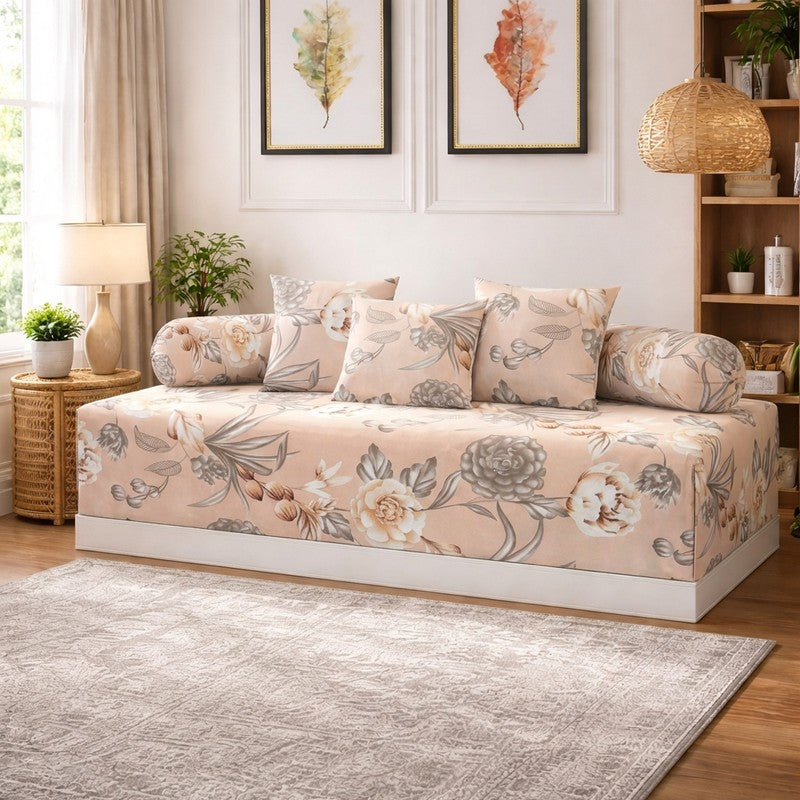Evixa Printed Diwan Set - Six Piece Set
