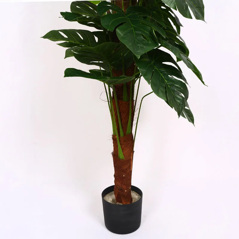 Monever Artificial Monstera With Black Plastic Pot (Green) - 4 Feet media 5