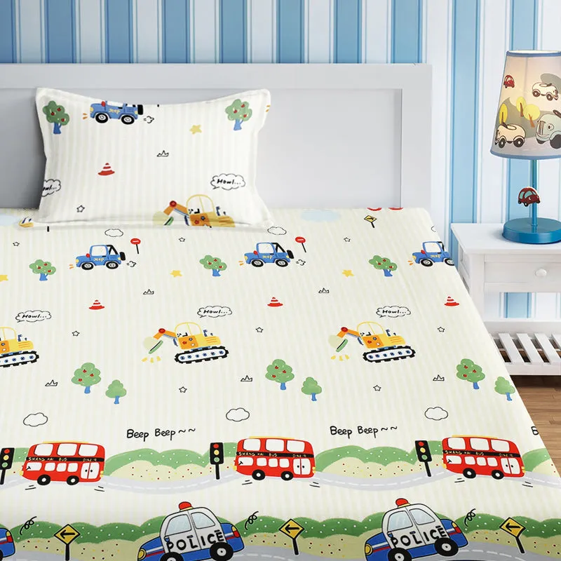 Town Bus Kids Cotton Bedsheet - 210 TC media 4
