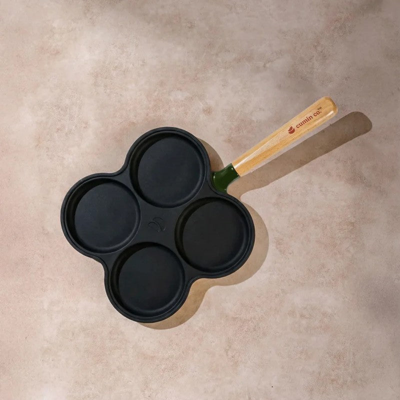 Cumin Co Enamel Cast Iron Appam Pan - Green media 5