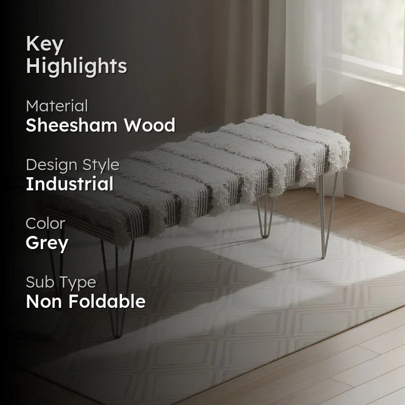 Bravio Sheesham Wooden Bench - Grey media 2