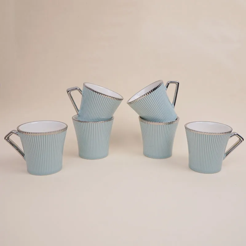 Thira Porcelain Tea Cup (180 mL Each/Blue) - Set of Six media 3