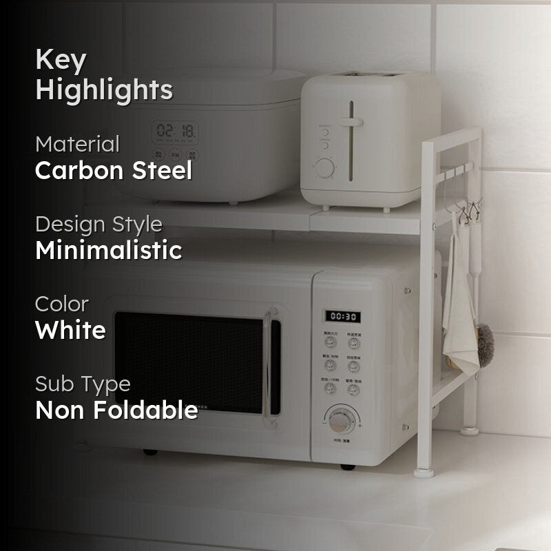 Esto Expandable Carbon Steel Microwave Stand with Adjustable Shelves media 2