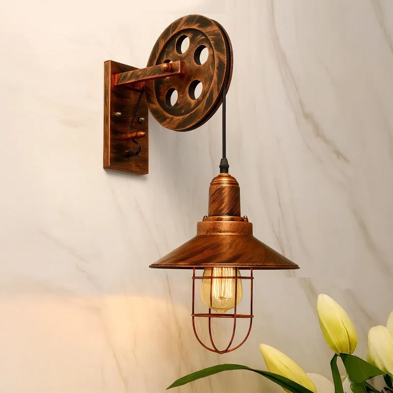 Vintage Pulley Metal Wall Lamp media 3