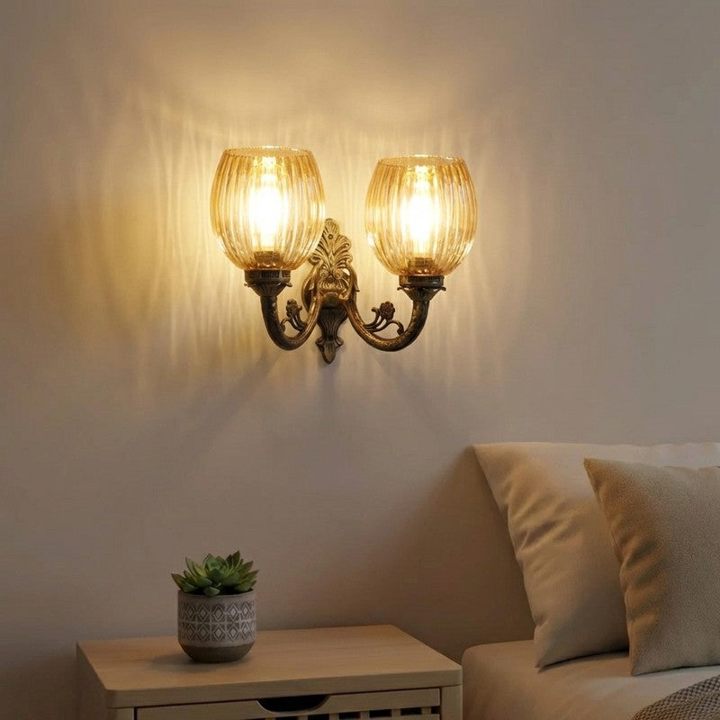Antique Base Dual Shade Glass Wall Lamp