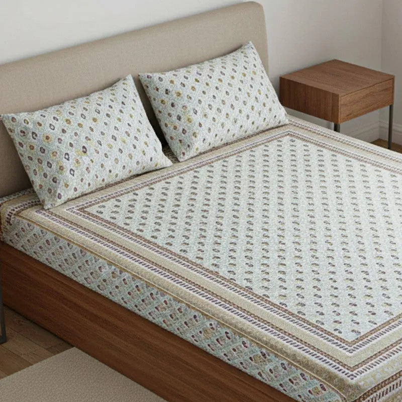 Rowan Ethnic Cotton Bedsheet (Yellow,Red) - 180 TC media 3