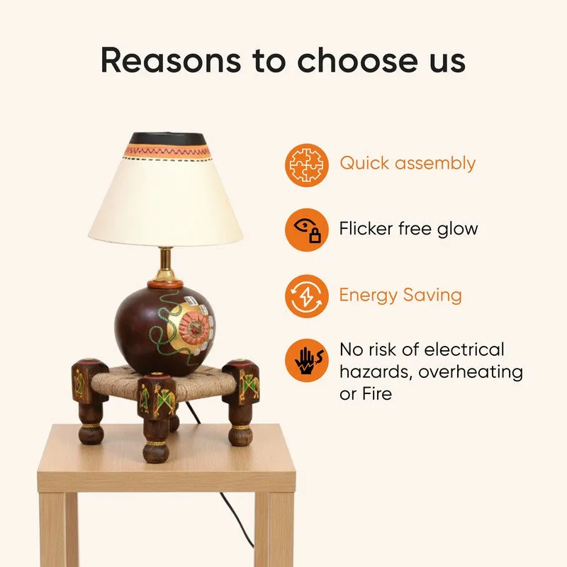 Terracotta Table Lamp With Manji - Multicolor media 5