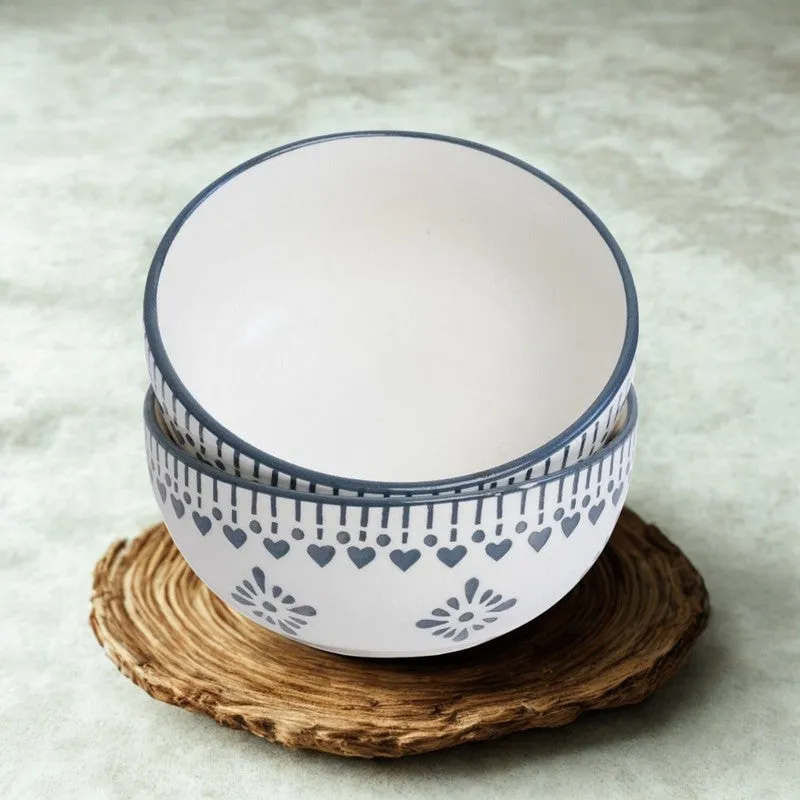 TableTreat Ceramic Snack Bowls (Blue,White, 200 mL Each) - Set Of Two media 3