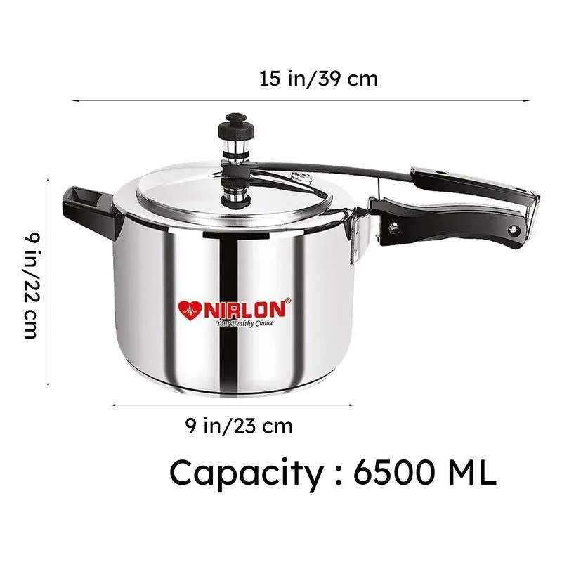 Nirlon Steel Pressure Cooker - 6500 mL/ 9 Inches media 8