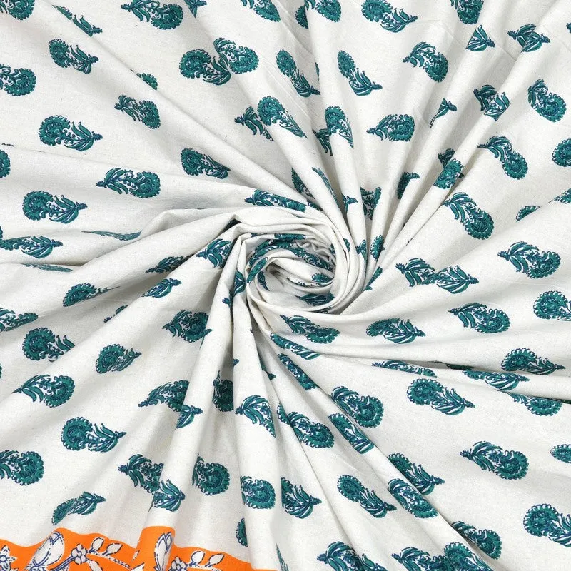 Gardena Cotton Bedsheet (White,Orange) - 240 TC media 5