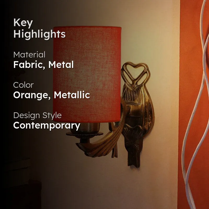 Love Gleam Atva Cylindrical Fabric & Metal Wall Lamp - Orange media 2