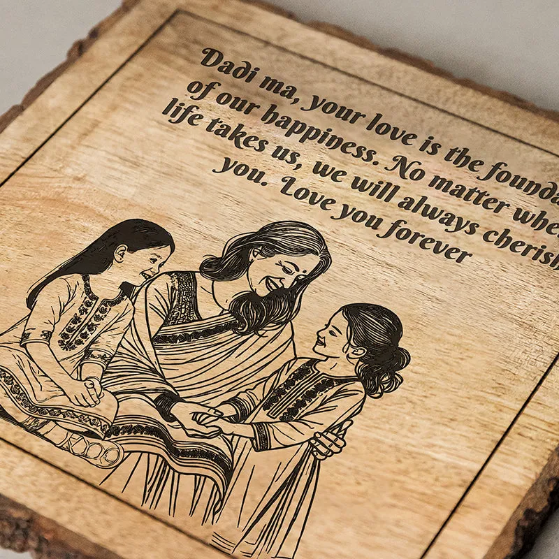Dadi Ma's Love Wood Showpiece - Square media 4
