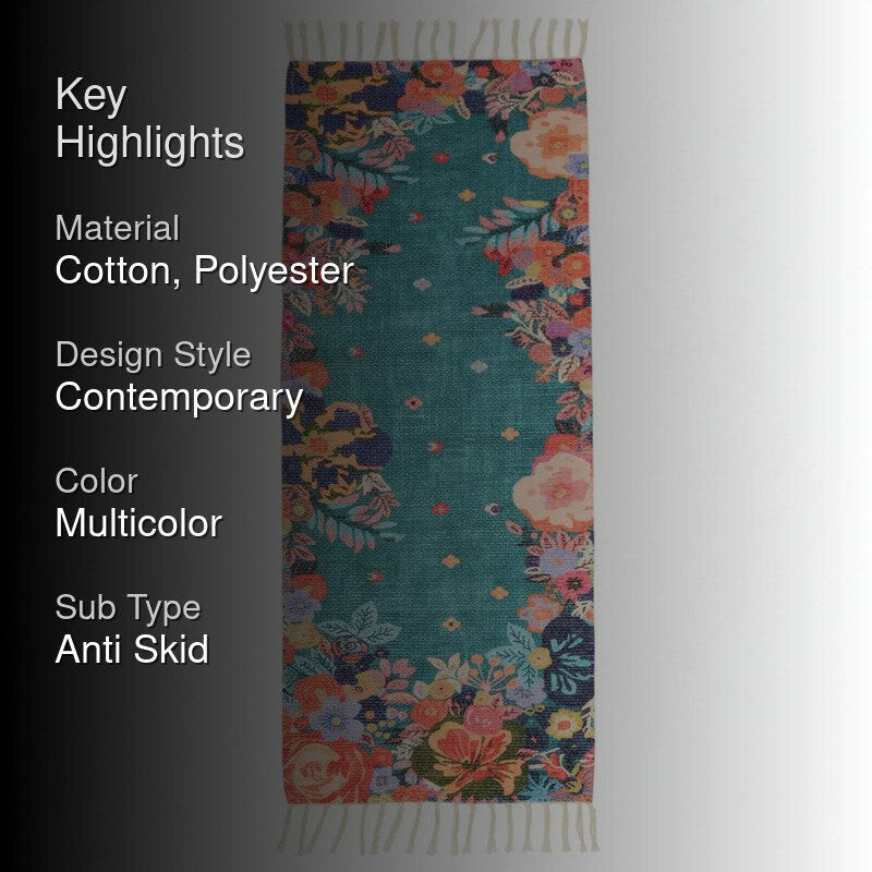 Heritage Floral Cotton Runner Rug media 2
