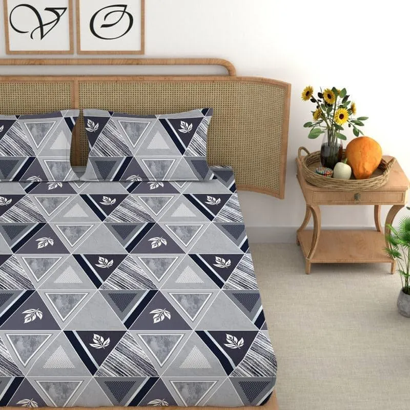Nora Printed Microfiber Bedsheet (Grey) - 180 GSM media 3