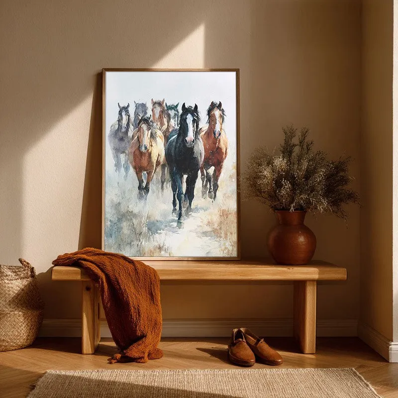 Running Horse Symphony Wall Painting With Brown Frame media 6